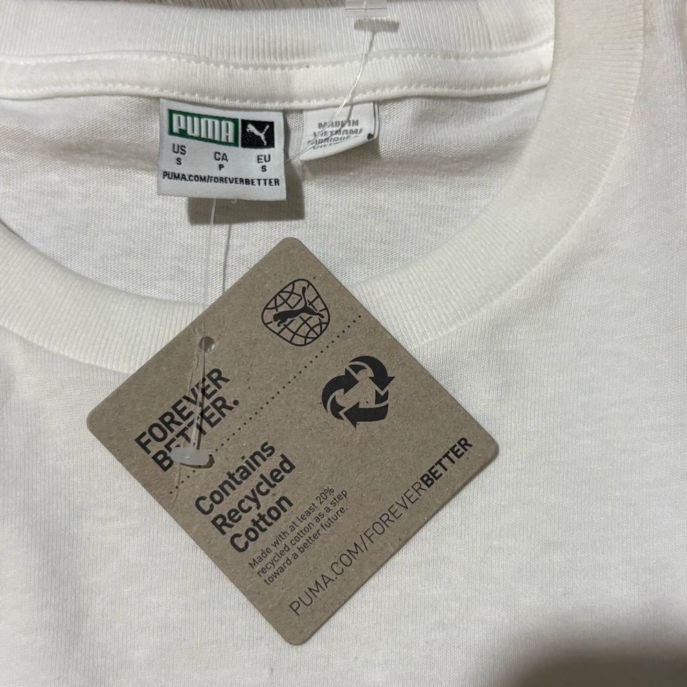 Puma Long Sleeve Classics Play Paris White Shirt Recycled Cotton Small NWT - Picture 5 of 5